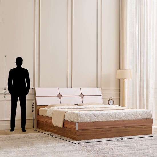 Helios Allen Queen Bed with Hydraulic Storage - Teak