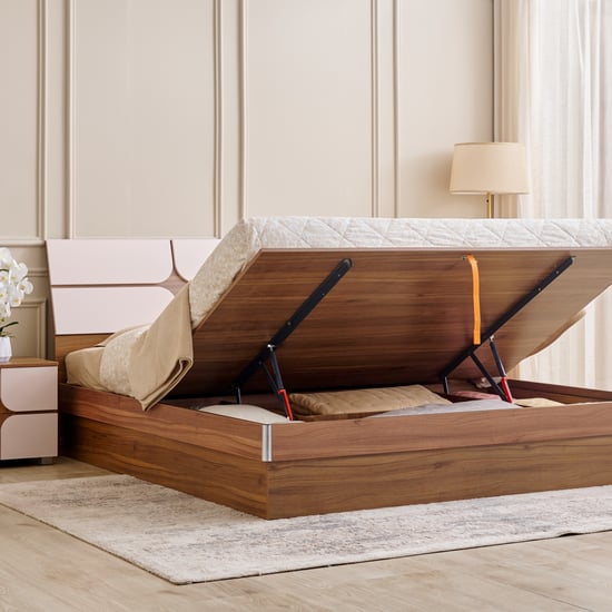 Helios Allen Queen Bed with Hydraulic Storage - Teak