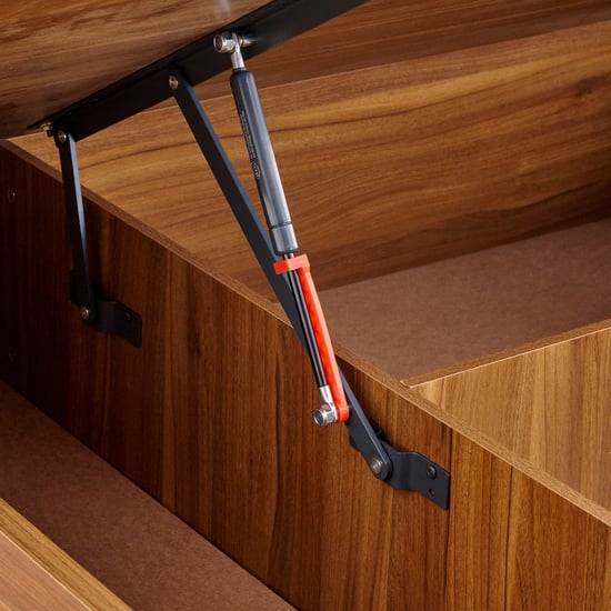 Helios Nolan Robin Queen Bed with Hydraulic Storage - Teak