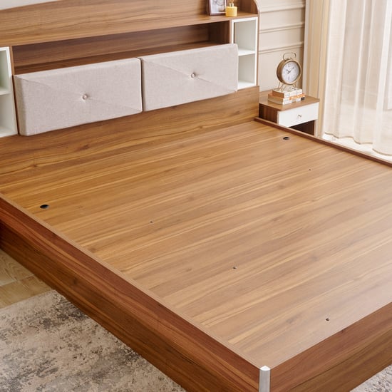 Helios Nolan Robin Queen Bed with Hydraulic Storage - Teak