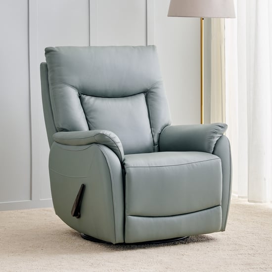 Layton Half Leather 1-Seater Swivel Recliner - Grey