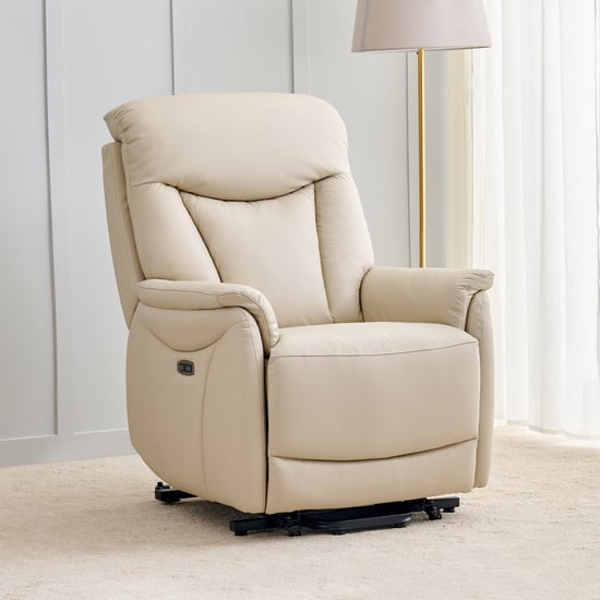 Brenda Half Leather 1-Seater Lift-Up Electric Recliner - Beige