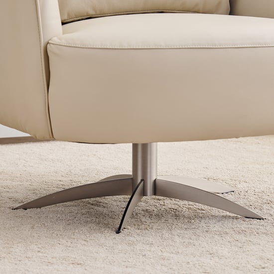 Sheeba Half Leather Swivel Accent Chair - Beige