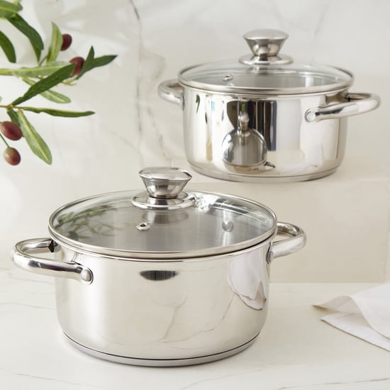 Delight Nevis Set of 2 Stainless Steel Casseroles with Lid