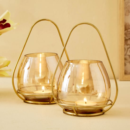 Raga Apurva Set of 2 Glass T-Light Holders