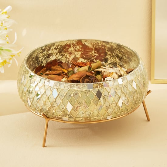 Mabel Lustra Glass Mosaic Decorative Bowl with Stand