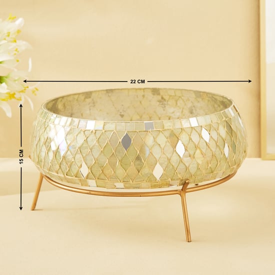 Mabel Lustra Glass Mosaic Decorative Bowl with Stand