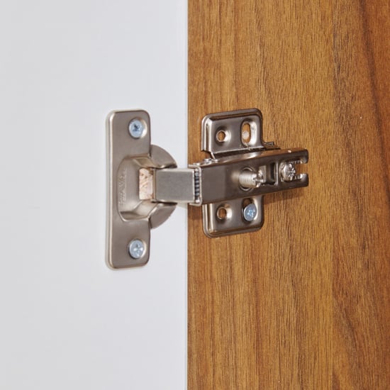 Helios Nolan 3-Door Wardrobe with Mirror and Drawers - Teak and White