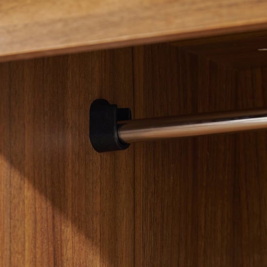 Helios Nolan 3-Door Wardrobe with Mirror and Drawers - Teak and White