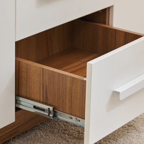 Helios Nolan 3-Door Wardrobe with Mirror and Drawers - Teak and White