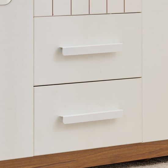 Helios Nolan 3-Door Wardrobe with Mirror and Drawers - Teak and White