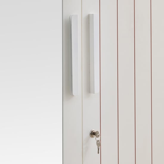 Helios Nolan 3-Door Wardrobe with Mirror and Drawers - Teak and White