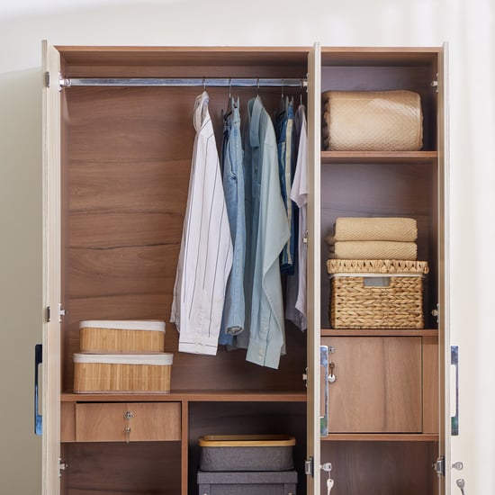 Samuel 3-Door Wardrobe with Mirror and Drawer - Brown