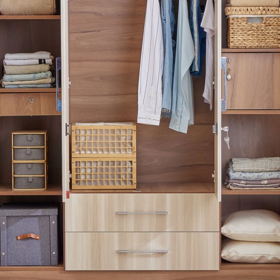 Samuel 4-Door Wardrobe with Mirror and Drawer - Brown