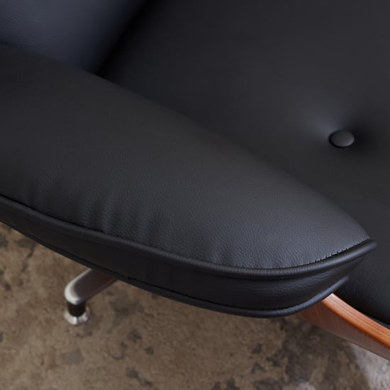 Charles Faux Leather Revolving Recliner with Footrest - Black