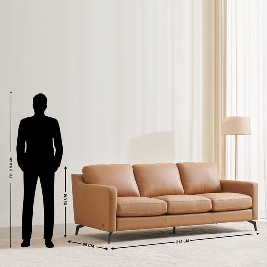 Parque Half Leather 3+2+1 Seater Sofa Set - Tan