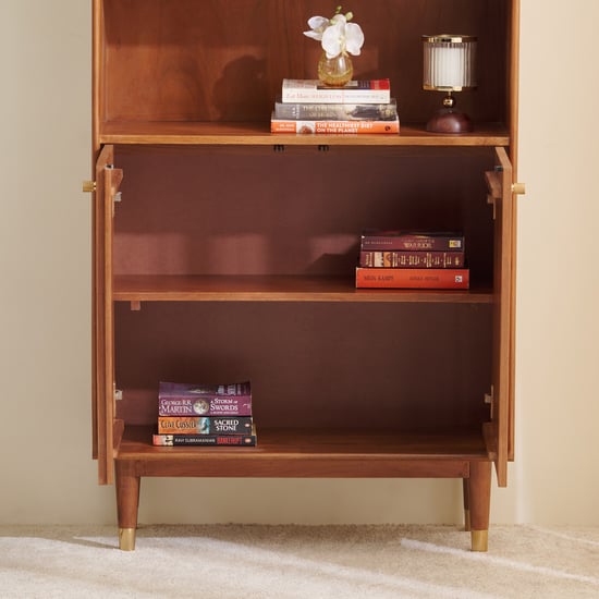 Amanda Acacia Wood 3-Tier Book Shelf with Cabinet - Brown