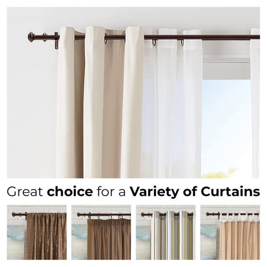 DECO WINDOW Adjustable Double Curtain Rod - 25mm, Brown 52 to 144