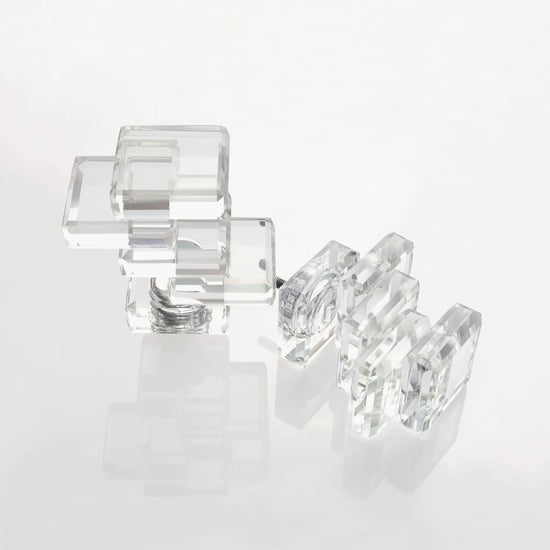 DECO WINDOW Set of 2 Crystal Curtain Rod Finials