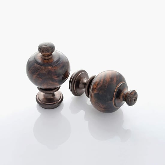 DECO WINDOW Set of 2 Wooden Urn Curtain Rod Finials