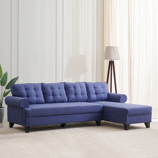 Helios California Fabric 3-Seater Sofa with Right Chaise - Blue