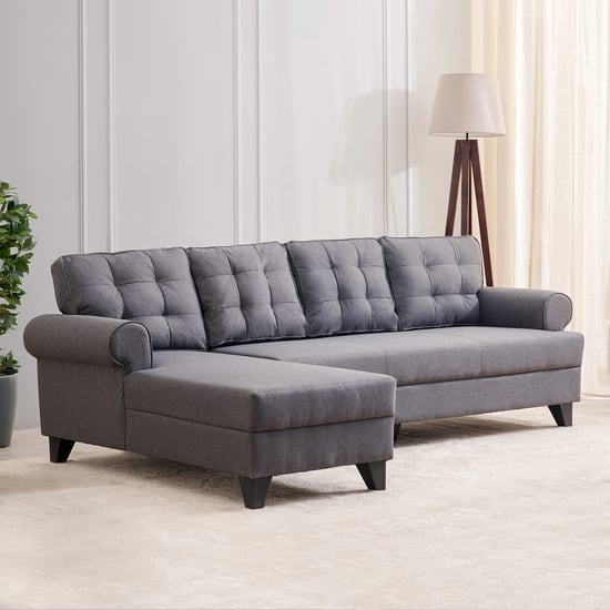 Helios California Fabric 3-Seater Sofa with Left Chaise - Grey