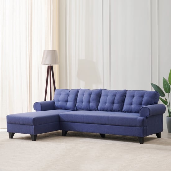 Helios California Fabric 3-Seater Sofa with Left Chaise - Blue