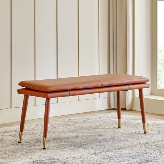 Amanda Faux Leather Dining Bench - Tan