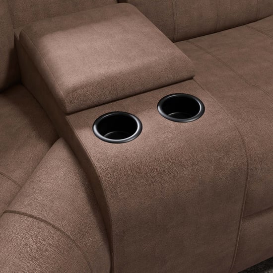 Denver Fabric 5-Seater Electric Recliner Set - Brown