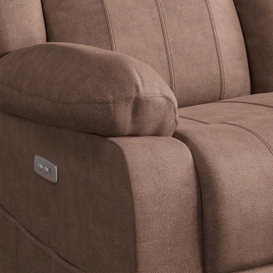 Denver Fabric 5-Seater Electric Recliner Set - Brown