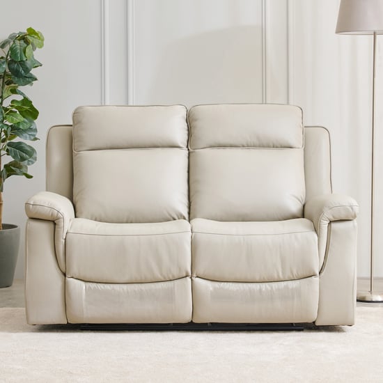 Oliver 2-Seater Half Leather Electric Recliner - Grey