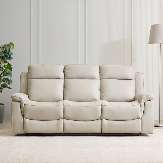 Oliver Half Leather 3-Seater Electric Recliner - Grey