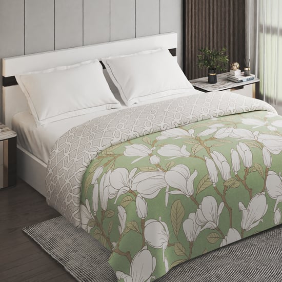 Oxford Blush Cotton Printed Reversible Double Comforter