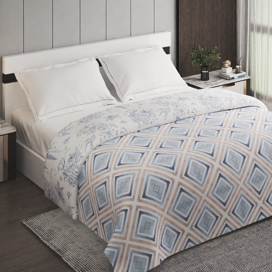 Oxford Seafoam Cotton Printed Reversible Double Comforter