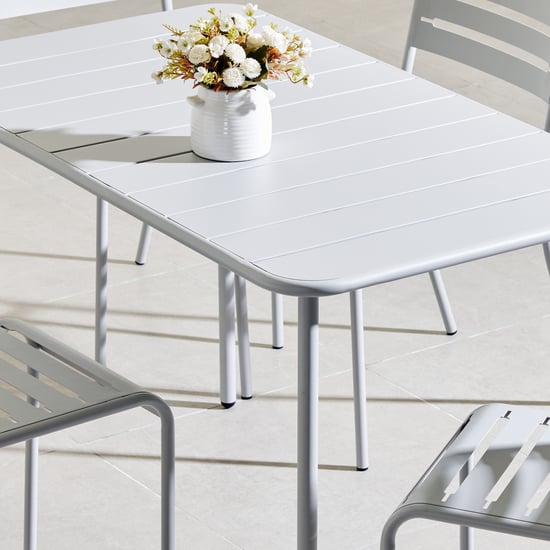 Odin Metal 4-Seater Outdoor Table Set with Chairs - White