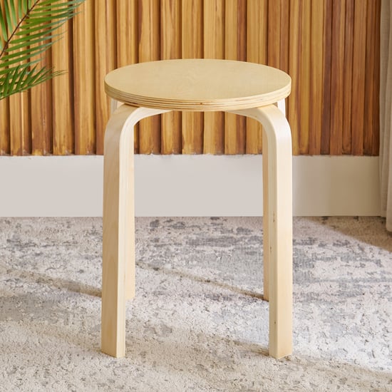 Paulo Solid Wood Stool - Brown