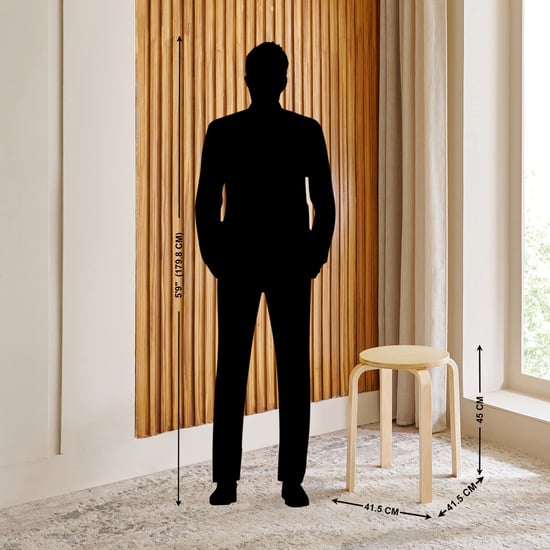 Paulo Solid Wood Stool - Brown