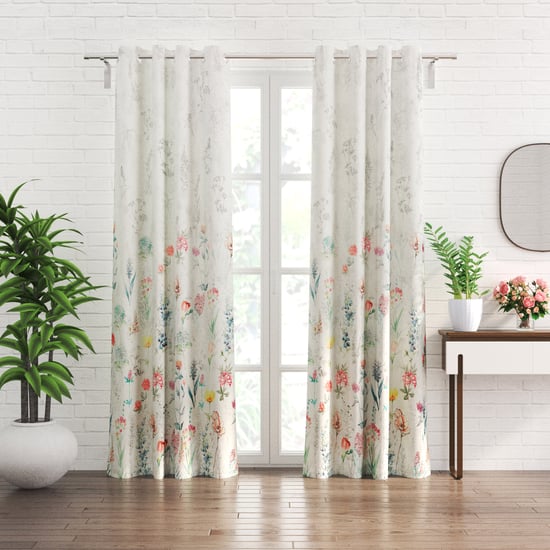 Corsica Fiesta Set of 2 Floral Print Light Filtering Door Curtains