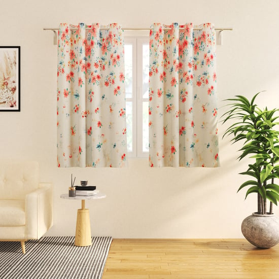 Corsica Fiesta Set of 2 Floral Print Light Filtering Window Curtains