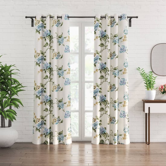 Corsica Florish Set of 2 Floral Print Light Filtering Door Curtains