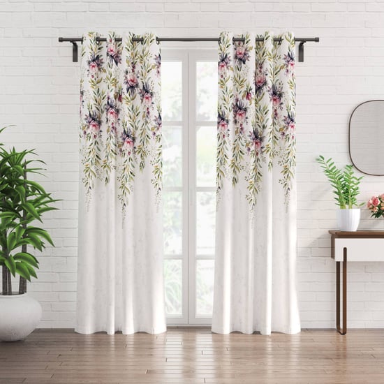 Corsica Florish Set of 2 Floral Print Light Filtering Door Curtains