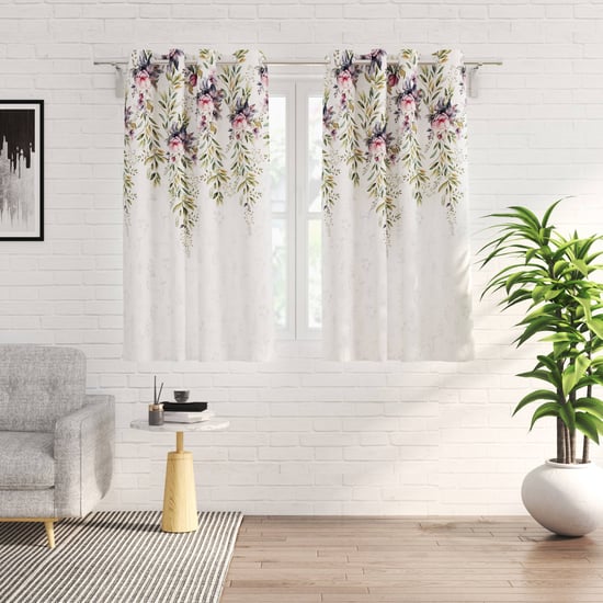 Corsica Florish Set of 2 Floral Print Light Filtering Window Curtains