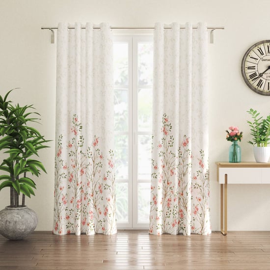 Corsica Florish Set of 2 Floral Print Light Filtering Door Curtains