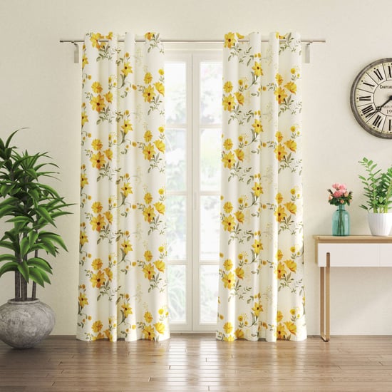 Corsica Florish Set of 2 Floral Print Light Filtering Door Curtains