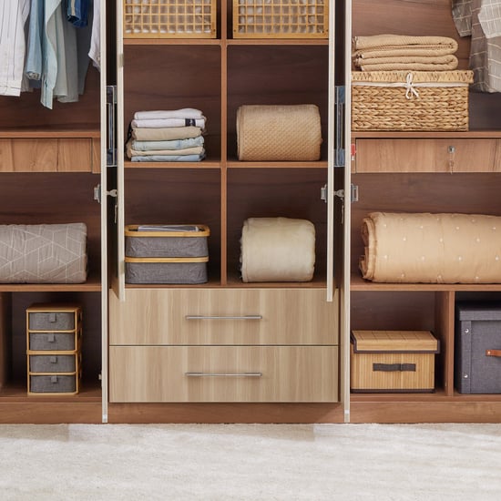 Samuel 6-Door Wardrobe with Mirror and Drawer - Brown