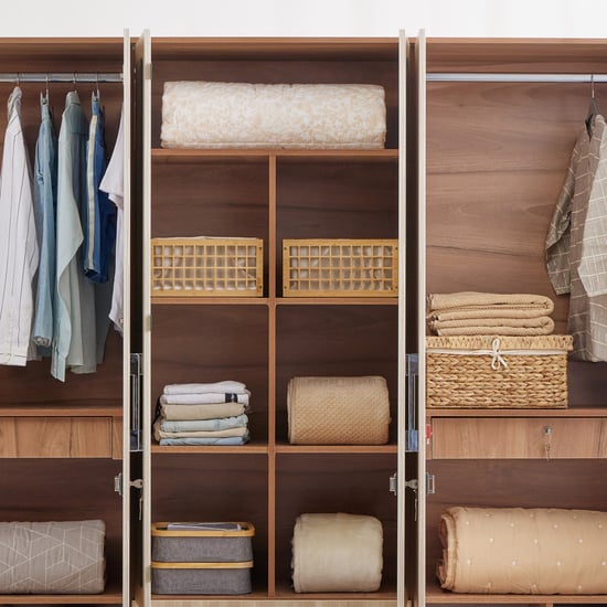 Samuel 6-Door Wardrobe with Mirror and Drawer - Brown