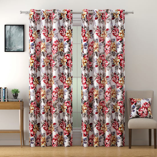 SWAYAM Omega Set of 2 Floral Print Room Darkening Door Curtains