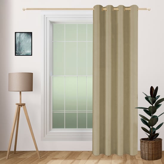 SWAYAM 1Pc Blackout Door Curtain - Beige