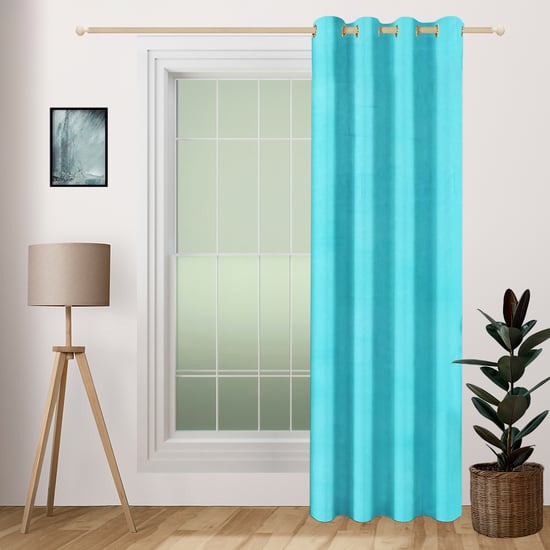 SWAYAM 1Pc Blackout Door Curtain - Blue