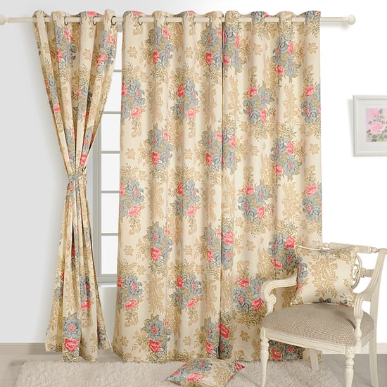 SWAYAM Zinnia 1Pc Floral Print Room Darkening Door Curtain